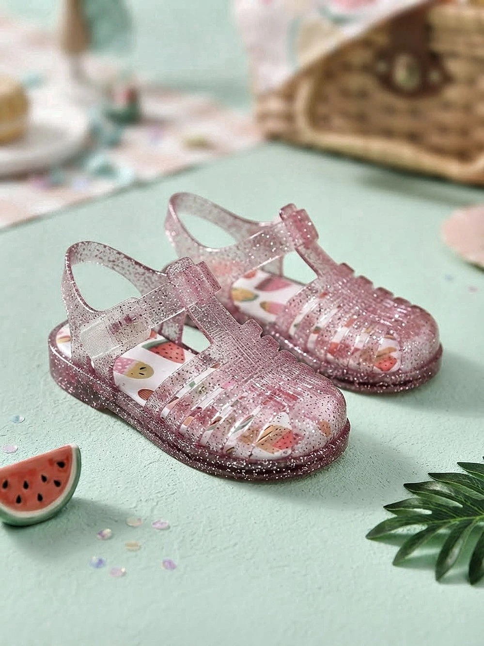 Kids Pink Glitter Sandals